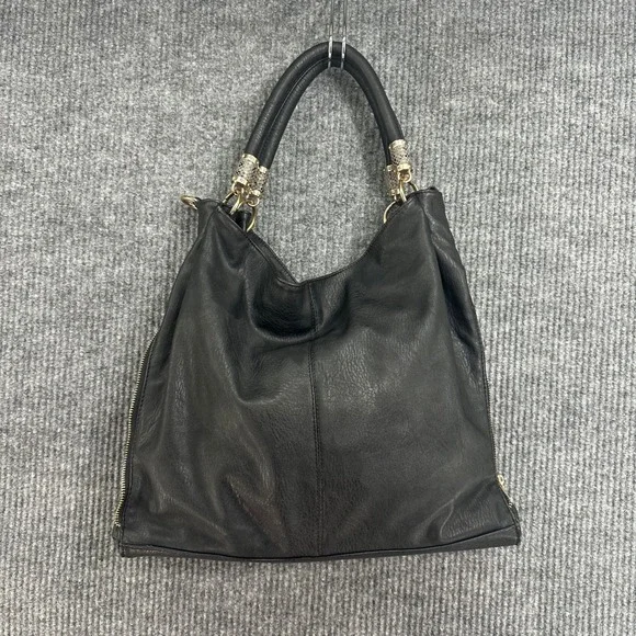Imoshion Hobo Bag Women Large Black Good Faux Leather Snakeskin Zip Detail