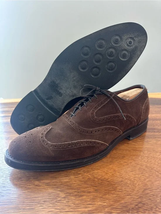 Allen Edmonds McClain Full Brogue Oxford Wingtip Brown Suede #6198 Men’s Sz 12C