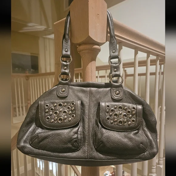 Mila Paoli Black Leather Hobo Bag