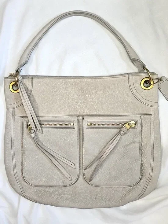 Fossil Karli Large Gray Pebbled Cow Hide Leather Hobo Bag