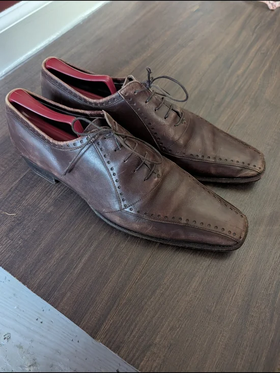 Yves Saint Laurent Rive Gauche Tom Ford Brown Leather Pointed Toe Derby Shoes