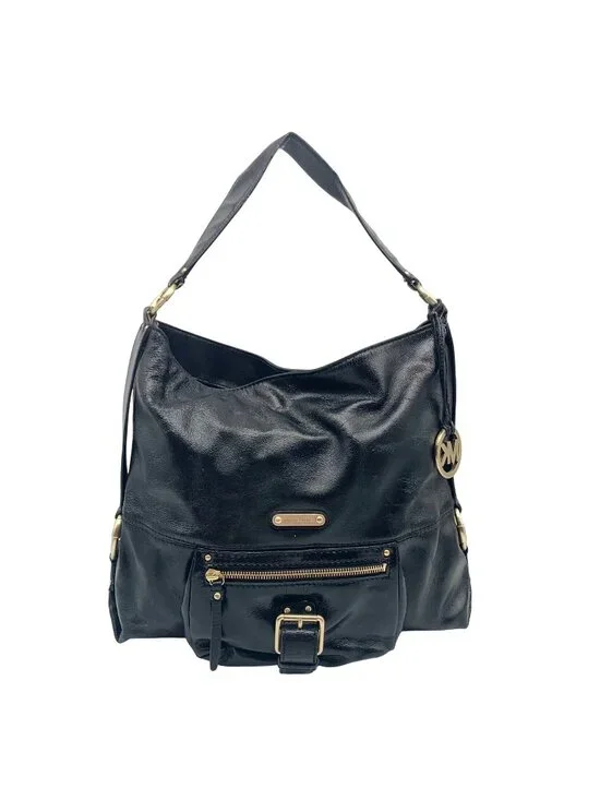 Michael Kors Black Patent Leather Austin Slouchy Bag