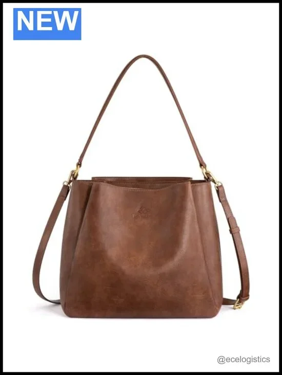 Large Vegan Leather Hobo Bag with Three Compartments Women Purse Crossbody