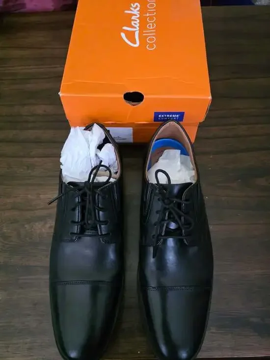 Clarks Whiddon Cap Men's Oxford Black Leather Size 11M