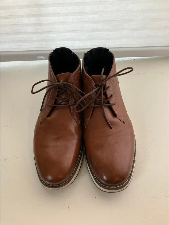 Crevo Albany Mens 11 Derby Shoes Tan Brown Navy Lace Up Casual Oxfords Shoes