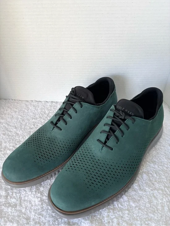 Cole Haan Zerogrand Wingtip Leather Suede Oxford Green Shoe Mens Size 10.5 New!