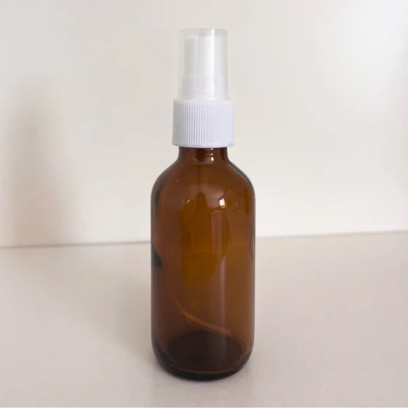NWOT Amber Glass Spray Bottle with White top