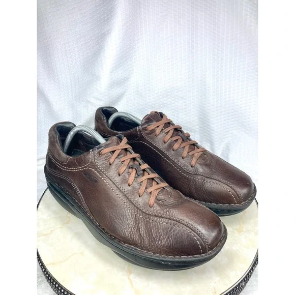 MBT Ajabu Leather Oxford Comfort Shoes Mens Sz 10.5 Brown Orthopedic Rocker Sole