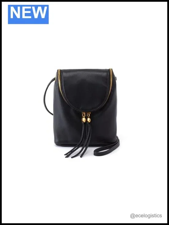 100% Leather Hobo Crossbody Bag - Double Zipper, Phone Pocket, Adjustable Strap