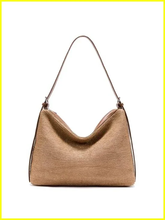 Woven Straw Hobo Bag Crochet Shoulder Tote for Women Summer Travel
