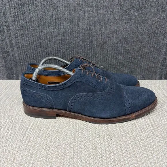 Allen Edmonds Strand Cap Toe Oxfords Navy Blue Suede Dress Shoes Men’s 10 D