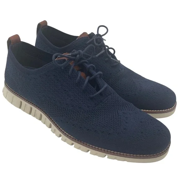 Cole Haan Zerogrand‎ Stitchlite Navy Blue Wingtip Oxford Shoes C24947 Mens 10M