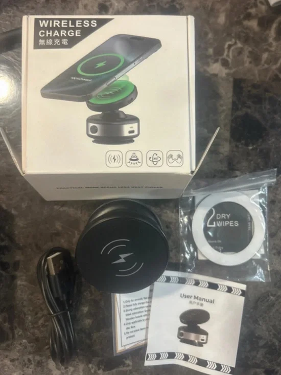 Wireless Magnetic Car Phone Charger Mount - Black
