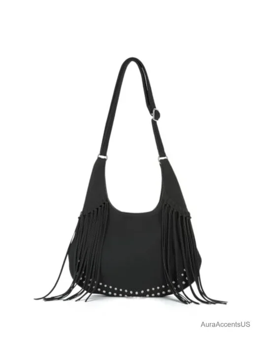 Emprier Fringe Hobo Bag for Women Vintage Suede Western Crossbody Purse Boho