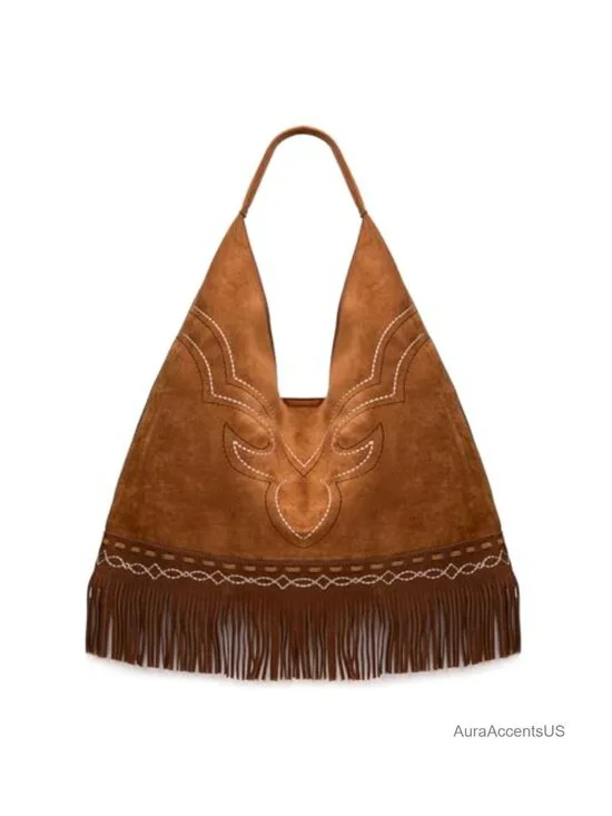 Western Fringe Large Hobo Bag Women Oversize Suede Shoulder Purse Cowgirl