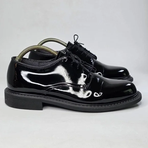 Capps Military Mens Oxfords Patent Leather Dress Shoes Uniform Vibram Size 7.5-8