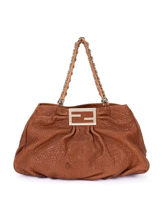 Fendi Small Hobo Tan Textured Leather