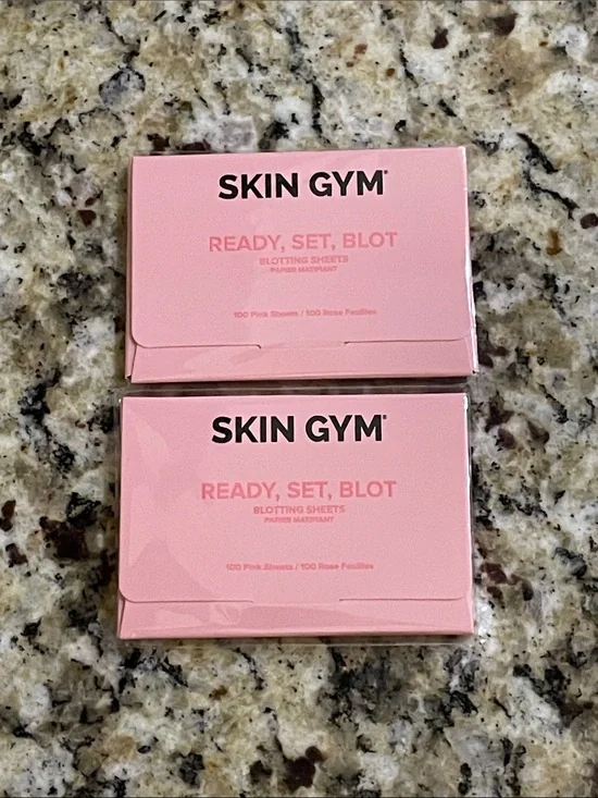 NEW (2 Pack) Skin Gym Ready, Set, Blot Pink Blotting Papers - 100 Sheets Each
