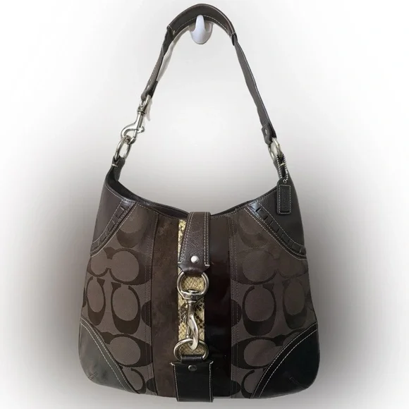 Vintage Y2K Brown Coach Hampton Python Hobo Bag#10260