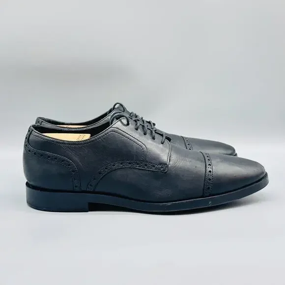 Cole Haan Shoes Mens 10 Black Leather Grand OS Oxford Cap Toe Slip On Dress