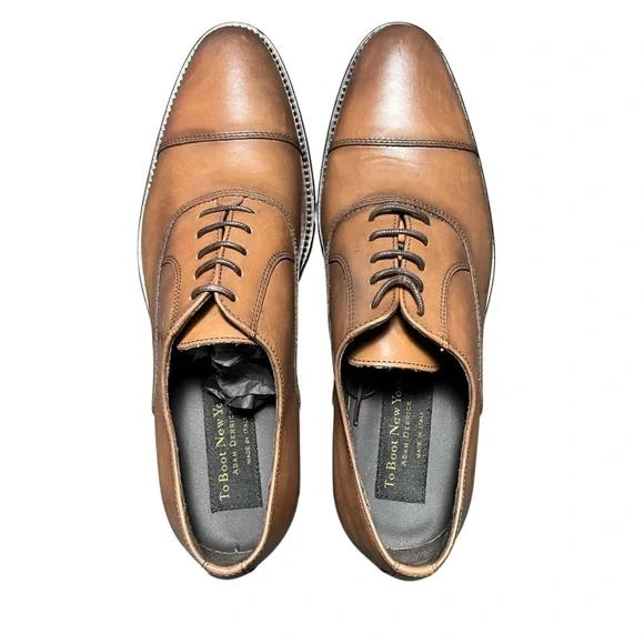 To Boot New York Caufield Cap Toe Oxford Brown Cuoio Italian Leather 9.5M NWOB
