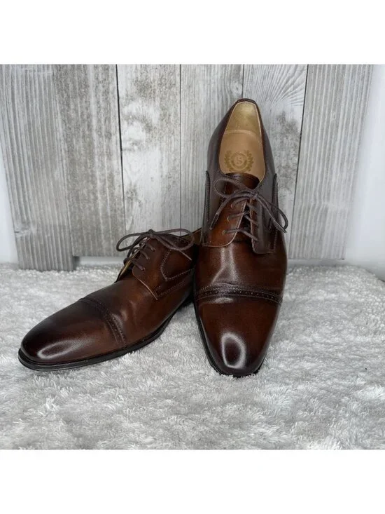 Shoopen Black Label Men's Brown Leather Quarter-Brogue Derby Shoes Size 10 NEW
