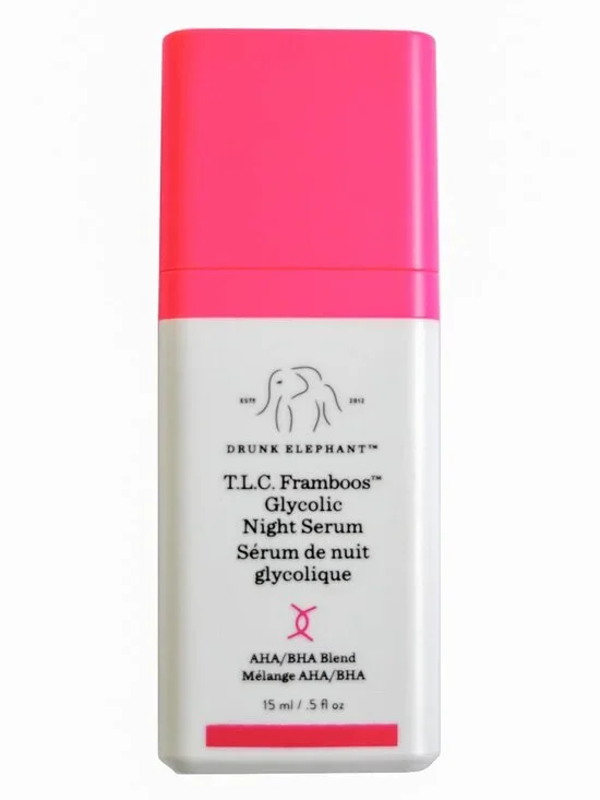 Drunk Elephant TLC Framboos Glycolic Night Serum Midi Size 15ml New