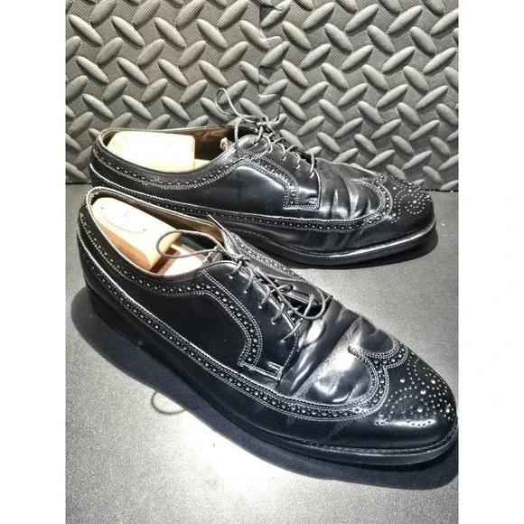 Florsheim Imperial 92654 Black Leather Wingtip Oxford Mens 12EEE Vintage