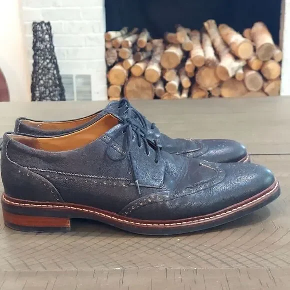Cole Haan C24112 Warren Wingtip Oxfords Shoes Black Leather‎ Size 10.5M