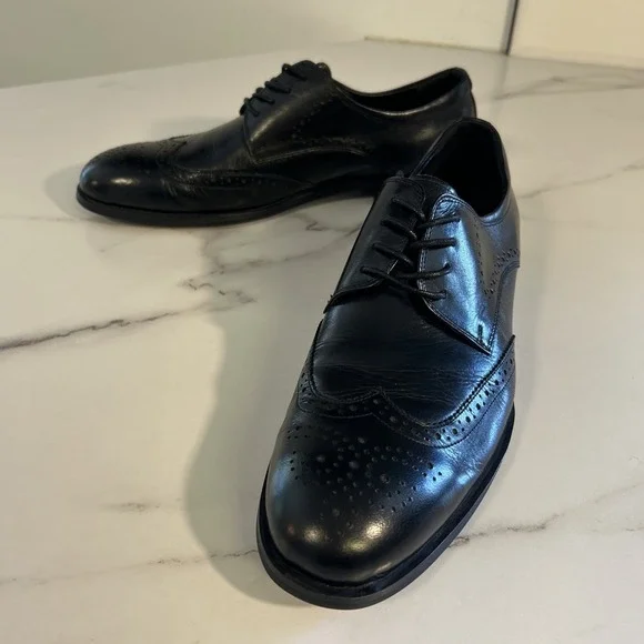 Men's Black Heel Design Daniel Wafer Laced Dress‎ Shoes Wing Tip Size 43