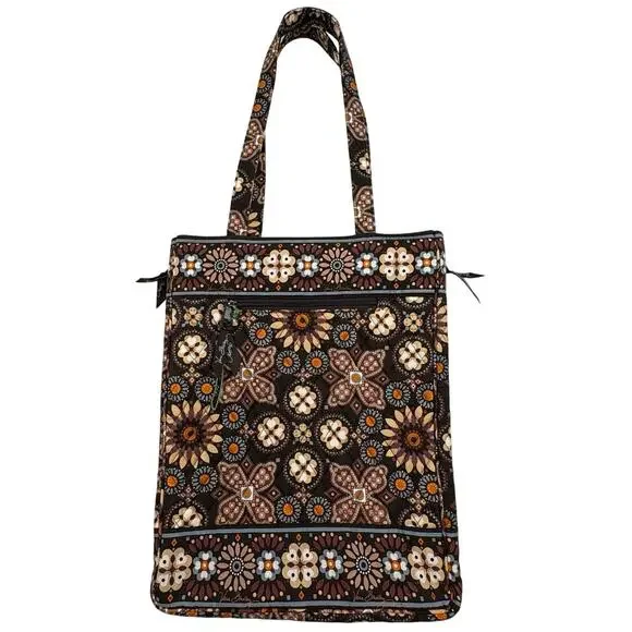 Vera Bradley Laptop Quilted Travel Bag Canyon Floral Brown Retired