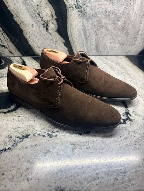 A. Testoni Black Label Brown Suede Derby Shoes UK 8 US 9 Made in Italy