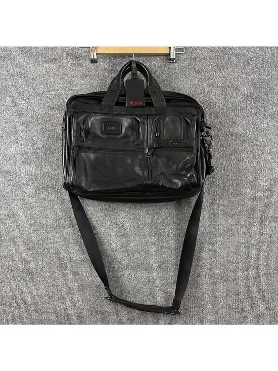 Tumi Black Leather Laptop Briefcase