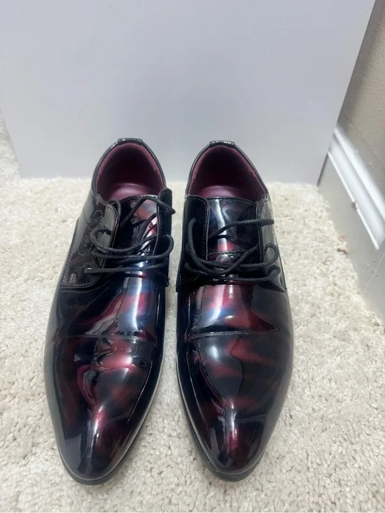 Men's Patent Oxford Dress Shoes in Black and Burgundy