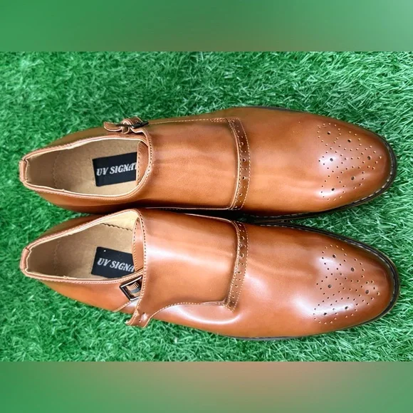UV Signature Men's Monk‎ Brogue Dress Shoes Size 8.5