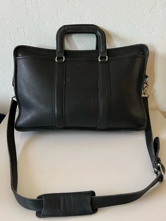 Coach Vintage Bonnie Cashin Black Leather Briefcase Laptop bag 1990