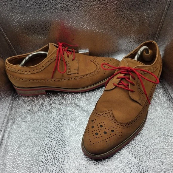 JD Fisk Men's Wingtip Oxford Dress Shoes Brown Leather 10.5 M Fashion Lace-Up‎