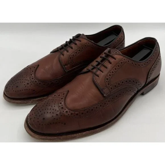 Allen Edmonds Madison Park Dark Walnut Brown Leather Wingtip Oxfords Size 9D