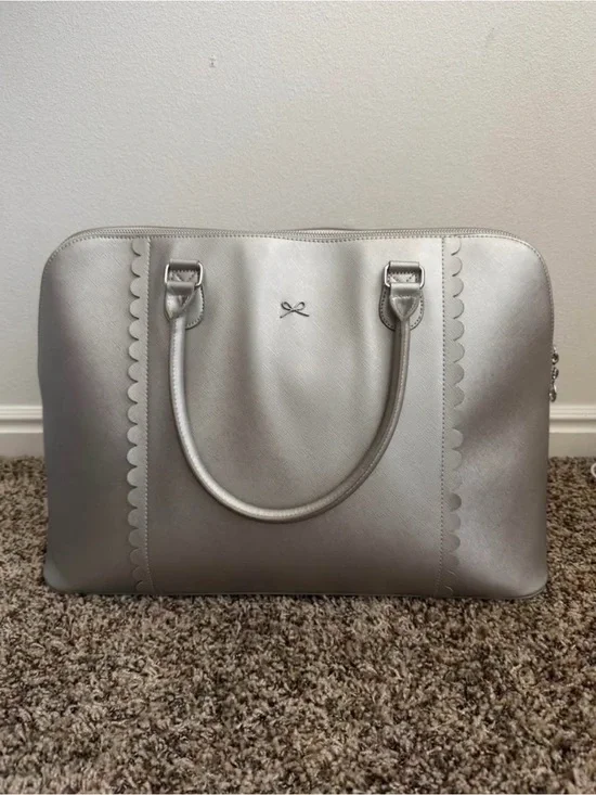 Bow-Accent Silver Tote Bag by Unknown Brand