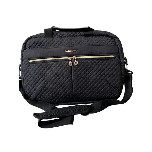 Bagsmart Quilted Laptop Bag With Shoulder Strap & Dual‎ Zipper Closure