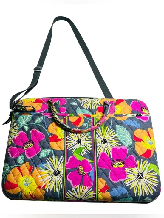 Vera Bradley Jazzy Blooms Hard Case Large Laptop Workstation Bag Crossbody 17
