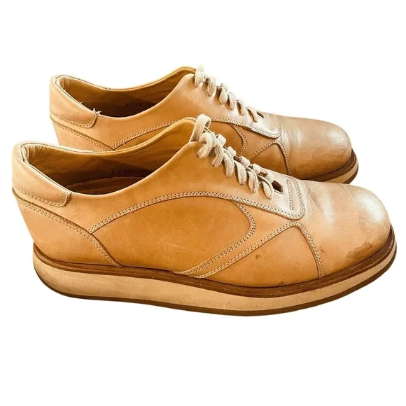 Vtg Balthazar Paris Leather Lace Up Oxford Shoes Mens EU 40 Tan Casual Dress Y2K