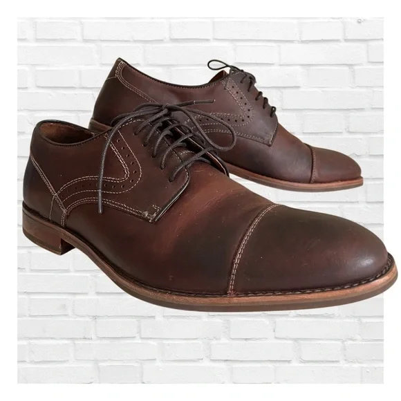 Johnson & Murphy Sz 10M Cap Toe Brown Leather Men's Dress Shoes Preppy Academia