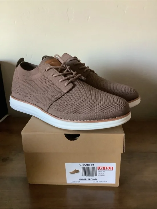 Bruno Marc Grand-01 Light Brown Knit Men's Casual Lace-Up Shoes
