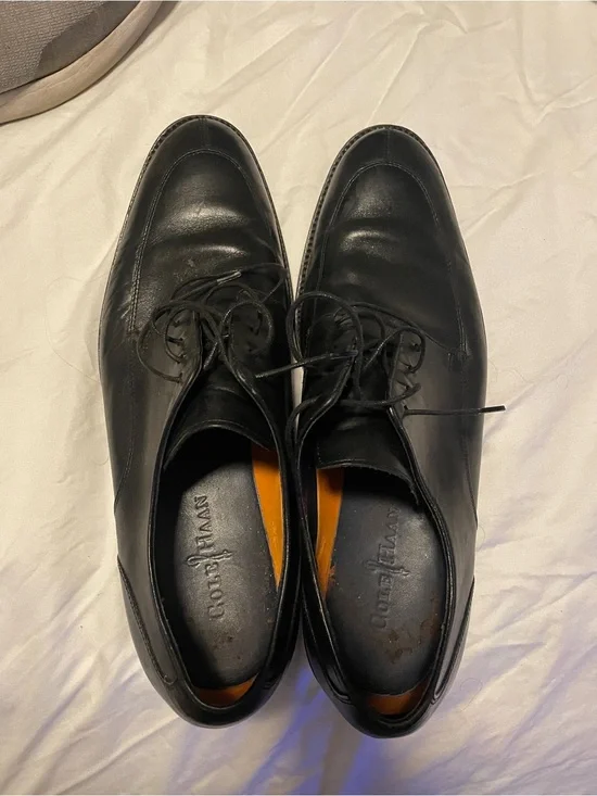 Cole Haan Black Leather Lace-Up Oxfords