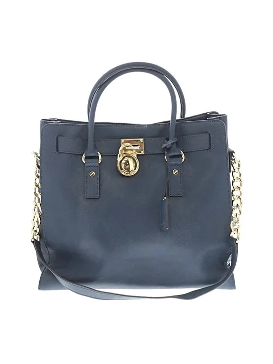 Michael Kors Blue Leather Satchel And Laptop Briefcase with Gold Hardware