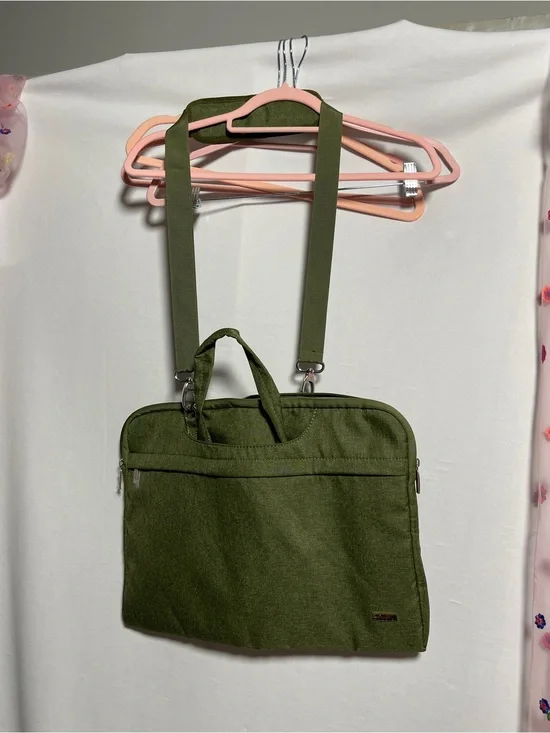 Olive Green Slim Laptop Messenger Bag