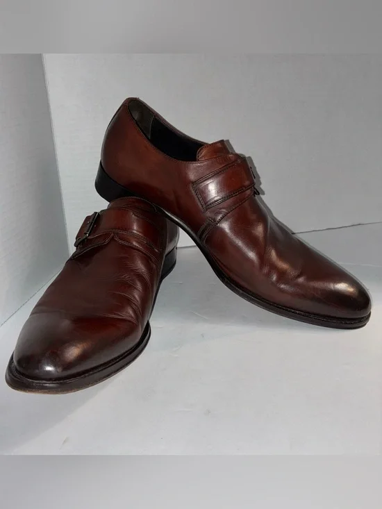 To Boot Men's 9.5 Dark Brown Leather Single Monk Strap Oxfords