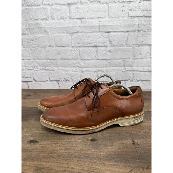 Florsheim Newtown Plain Toe‎ Lace Up Oxford Dress Shoes Cognac Mens 12M Leather