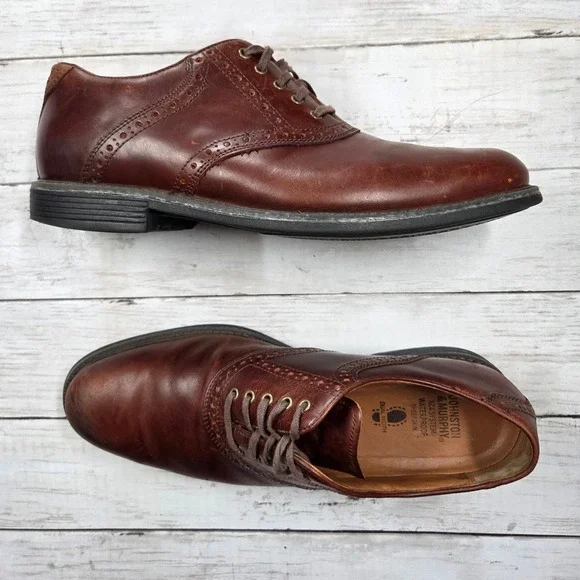 Johnston & Murphy Oxford Mens 10M Brown XC4 Waterproof Saddle Brogue‎ Leather